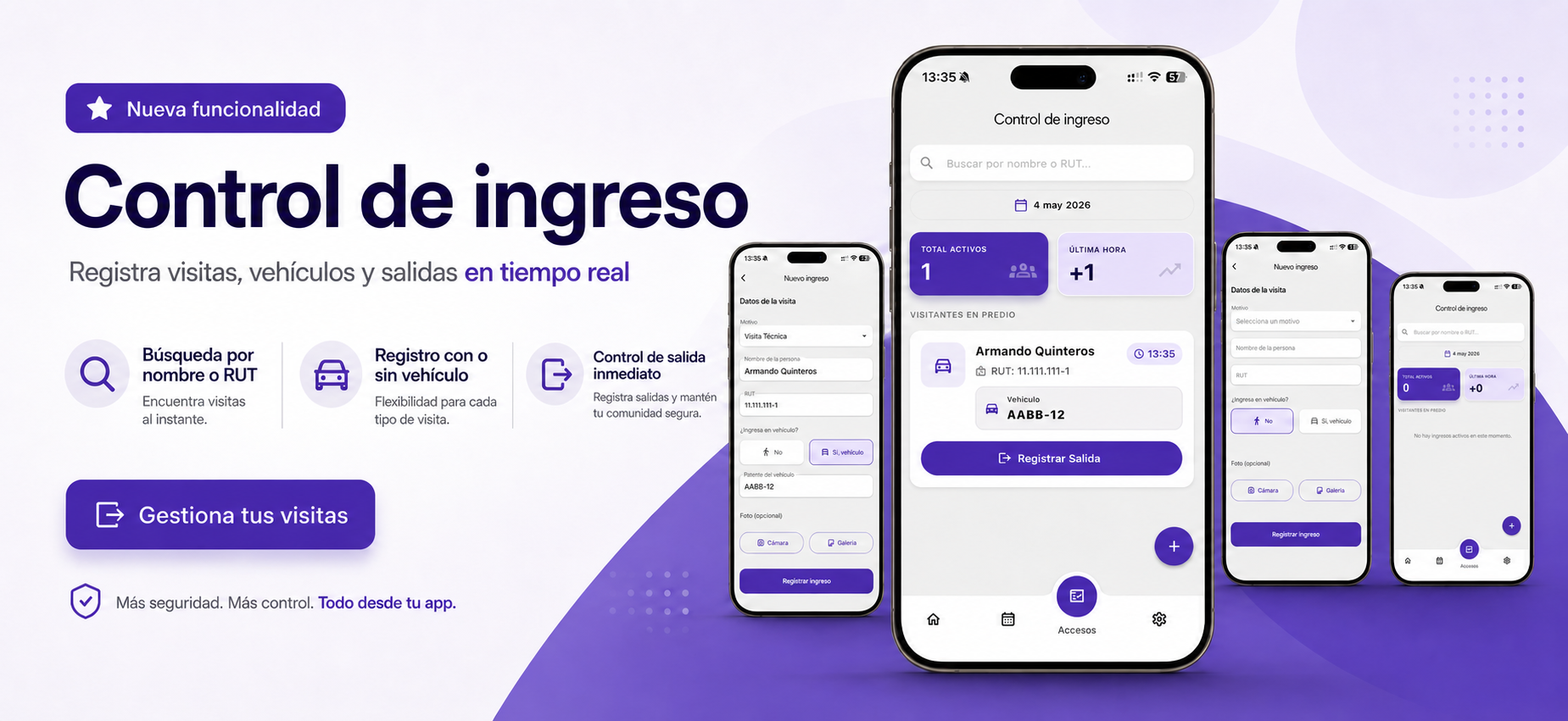 Control de ingresos en Beech Rondas — registro de visitas e instalaciones